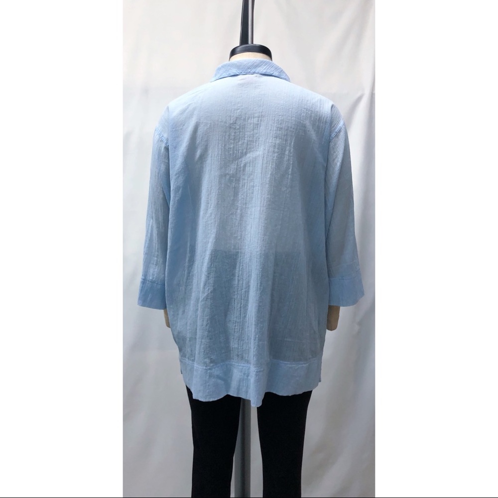 The Vermont Country Store Blue Cotton Blouse - Picture 4 of 16